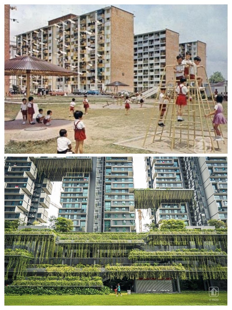 シンガポールのHDBの、1973年と今の比較画像